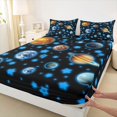 thumbnail image 3 of Feelyou Cartoon Blue Stars Bed Sheets, Space Planet King Sheets, 4 Pieces, 3 of 7