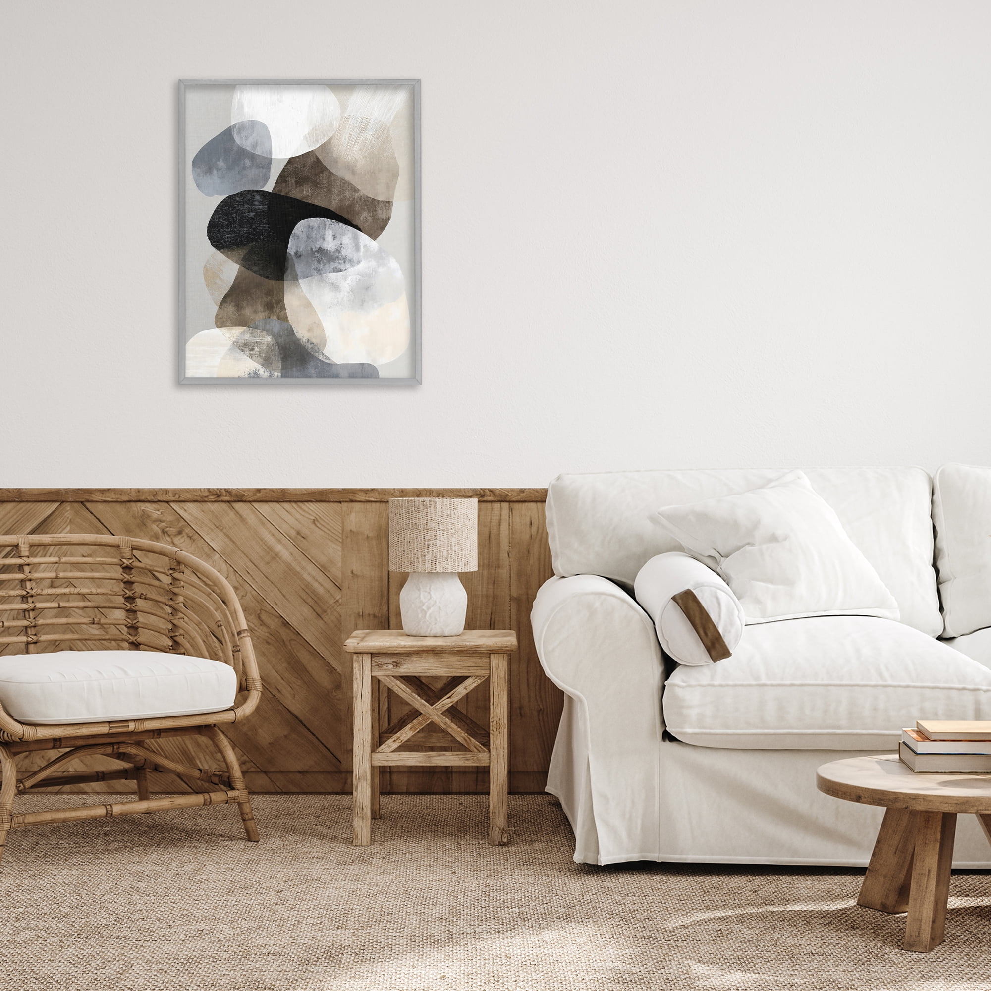 Stupell Industries Thoughts In Muted Layers Gray Framed Giclee Art, design by Ink Drop Loft