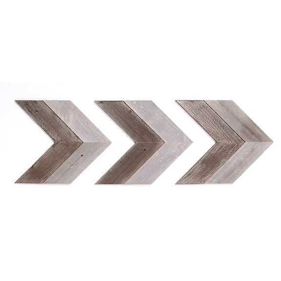 BarnwoodUSA Rustic Farmhouse Reclaimed Espresso Decorative Double Chevron Wood Arrows (Set of 3)