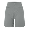 thumbnail image 4 of Gubotare Bermuda Shorts for Women Roll Up Pleated Zippered Wrap Hem Wide Leg Shorts with Pock,Gray XL, 4 of 5