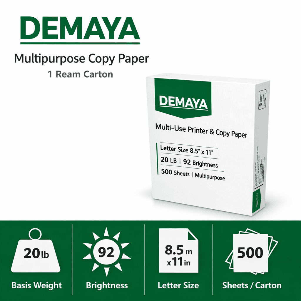 Demaya Copy Paper 8.5x11 White Multipurpose – 1500 Sheets