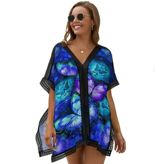 Cosmic Butterfly Purple Women's Swimsuit Coverup Summer Beach Cover Up Bathing Suit Dress