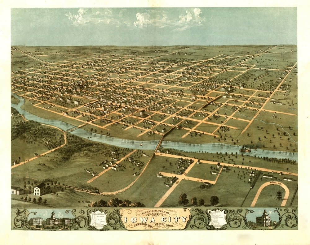 Iowa City Iowa 1868 Poster Print (18 x 24)