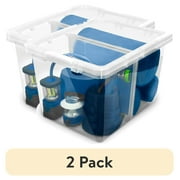 (2 pack) The Home Edit 70 Quart Clear Plastic Storage Bin with Divider, Adult, Set of 4