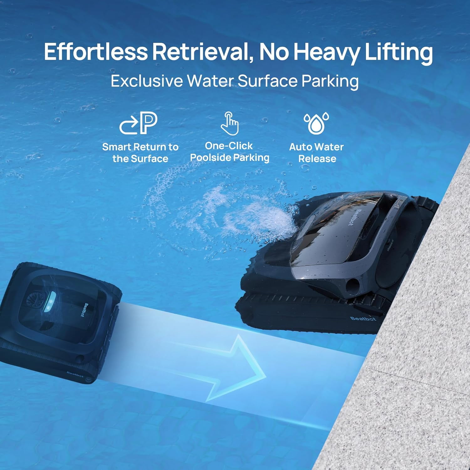 Upgraded Beatbot AquaSense 2 Cordless Robotic Pool Vacuum Cleaner, Smart Surface Parking, Double-Pass Waterline Scrubbing, Floor, Walls and Waterline, Above & In-Ground Pools up to 3,230 sq.ft - Blue