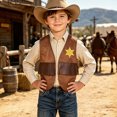 thumbnail image 6 of Bovxnpu Girls Outwear Jackets Kids Western Denim Fringe Vests Holiday Casual Jacket Outfits, 6 of 8