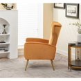 thumbnail image 3 of Silla de acento de terciopelo con patas de metal, sillón tapizado moderno, silla lateral de espalda para salón dormitorio pequeños espacios, 3 of 5