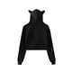 thumbnail image 3 of Pop cazadora para niña Demon Hunters Women's Fashion Cat-Ear Crop Top Hooded Sweatshirt （Black）, 3 of 3