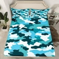 thumbnail image 2 of Manfei Cyan Camouflage Bed Sheets,Rustic Farmhouse Cabin King Sheets,Blue Military Camo Sheet Set For Boys Kids,Super Cozy Room Decor,4-Piece, 2 of 7