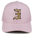 thumbnail image 2 of Daxton Premium Mid Profile Hat Semi Curved Visor Pink Cap Black Gold Gothic Embroidered, Number 3, 2 of 3
