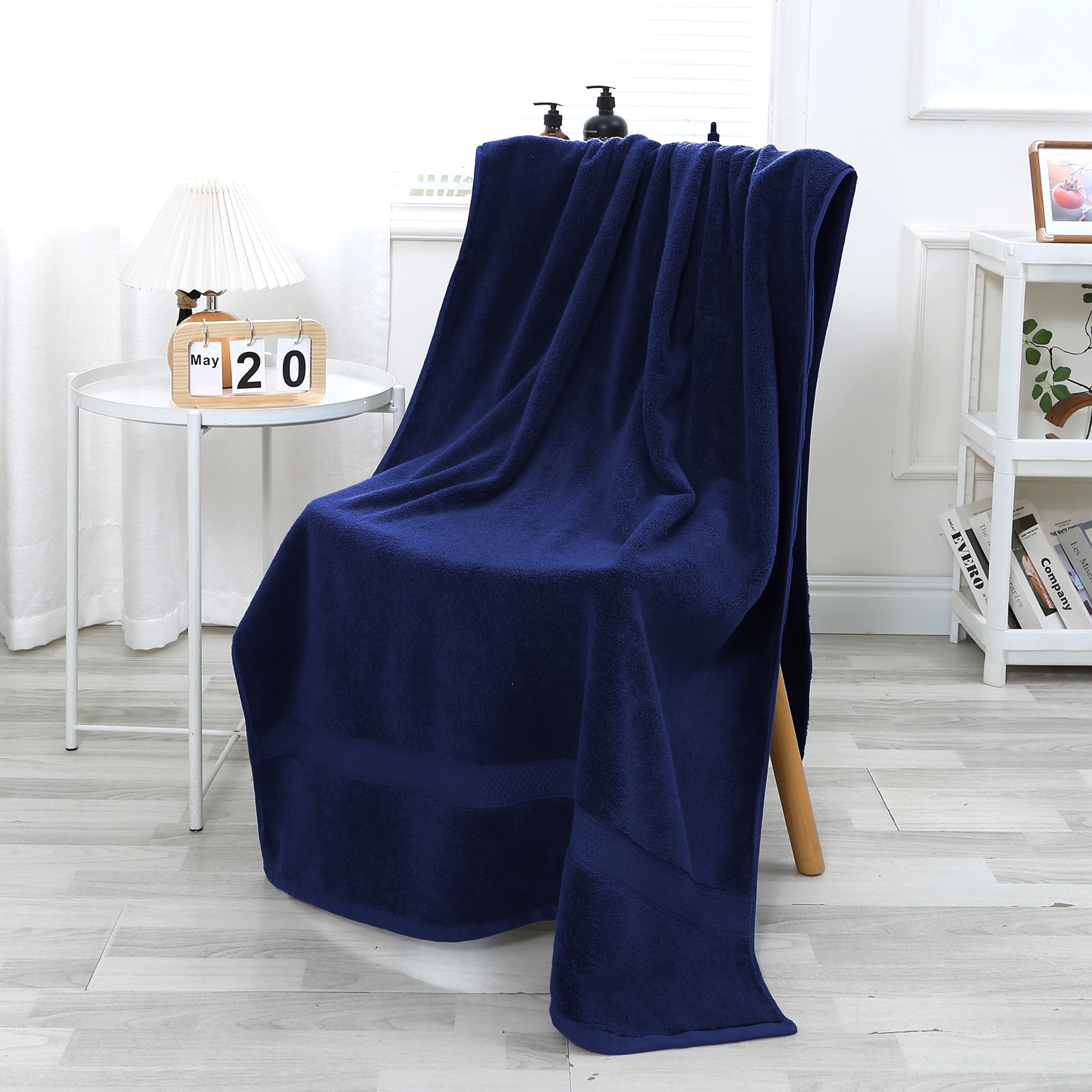 JML Navy Bath Towel Set of 8 Pieces - 100% Cotton Highly Absorbent Towels for Bathroom, 2 Soft Bath Towels, 2 Hand Towels, 4 Washcloths