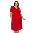 thumbnail image 4 of MOA Collection Women's Plus size Stylish Solid Faux Wrap Dress with Deep V-Neck, 4 of 5
