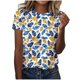 thumbnail image 2 of Puntoco Liquidación de blusas cortas para mujer Blusas estampadas de moda para mujer Camiseta de manga corta Cuello redondo, 2 of 4