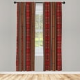 thumbnail image 2 of Ambesonne Ethnic Curtains, Handmade Geometric Pattern, Pair of 28"x63", Burgundy and Dark Orange, 2 of 4