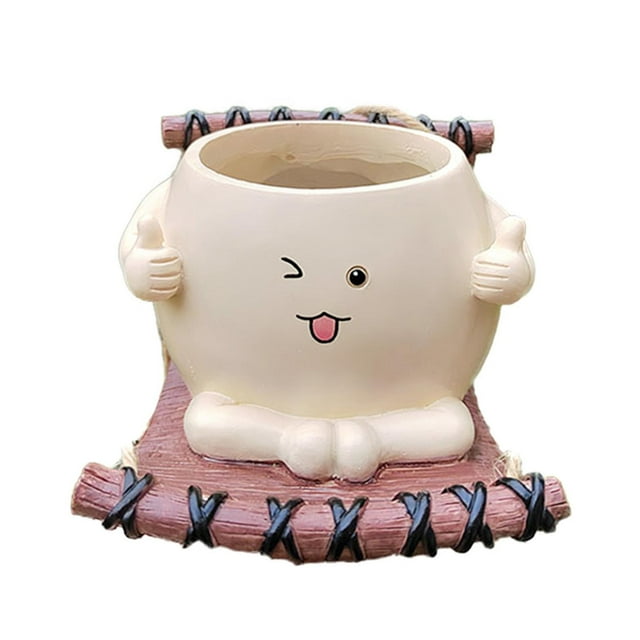 Plantilla colgante Organizador de macetas de maceta pequeña Cartoon Smile Flower Poten de maceta para la ventana de la ventana del estante interior y Estilo B