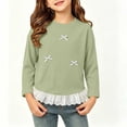 thumbnail image 2 of ATOGUTA Girls Long Sleeve Shirts Casual Long Sleeve T Shirts Kids Crewneck Tops Fashion Tees Size 0-12, Green, 2 of 6