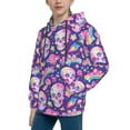 thumbnail image 2 of Goofa Skull rainbow mushroom colorful Pattern Hooded Sweatshirt for Youth Trendy youth sweatshirt Casual Hoodie for Boys and Girls-Small, 2 of 6