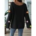 thumbnail image 2 of Women'S Long Sleeve Off the Shoulder Sweaters 2025 Casual Ribbed Knit Flower Loose Slouchy Pullover Tops Black S, 2 of 7