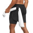 thumbnail image 2 of 1 pantalón corto deportivo 2 en 1 para hombre, ligero, para gimnasio, yoga, entrenamiento, boxeo, con presilla para toalla, 2 of 8
