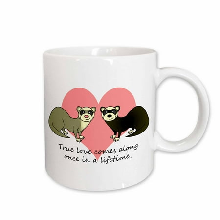 

3dRose True Love Comes Along Once in a Lifetime Cute Ferret Love Design Ceramic Mug 15-ounce