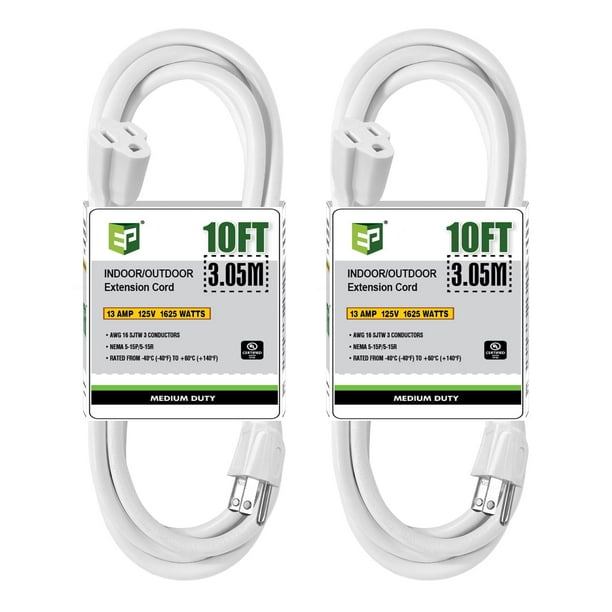 Cable de extensión para exteriores EP de 10 pies 16/3 SJTW con enchufe de 3 clavijas