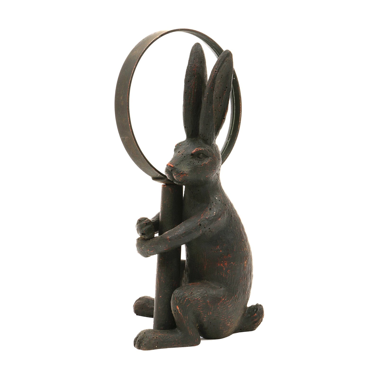 3r studios brown resin rabbit with basket statue