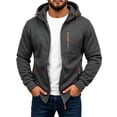 thumbnail image 2 of Vxararl Zip Up Hoodies for Men Tactical Jackets with Zipper Pockets Casual Fashion Sports Hooded Jacket Tops Long Sleeve Sweatshirt Zip Up Hoodie Men Gray M, 2 of 4