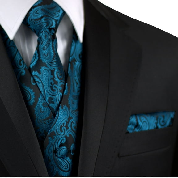 "BEST TUXEDO" Men's Formal, Wedding, Prom, Homecoming, Tuxedo Vest, Tie & Hankie Set in Serene Paisley