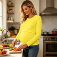 thumbnail image 5 of SBYOJLPB Maternity Tops for Women Solid Color Long Sleeve Round Neck Leisure Pregnancy Clothes Top, 5 of 9