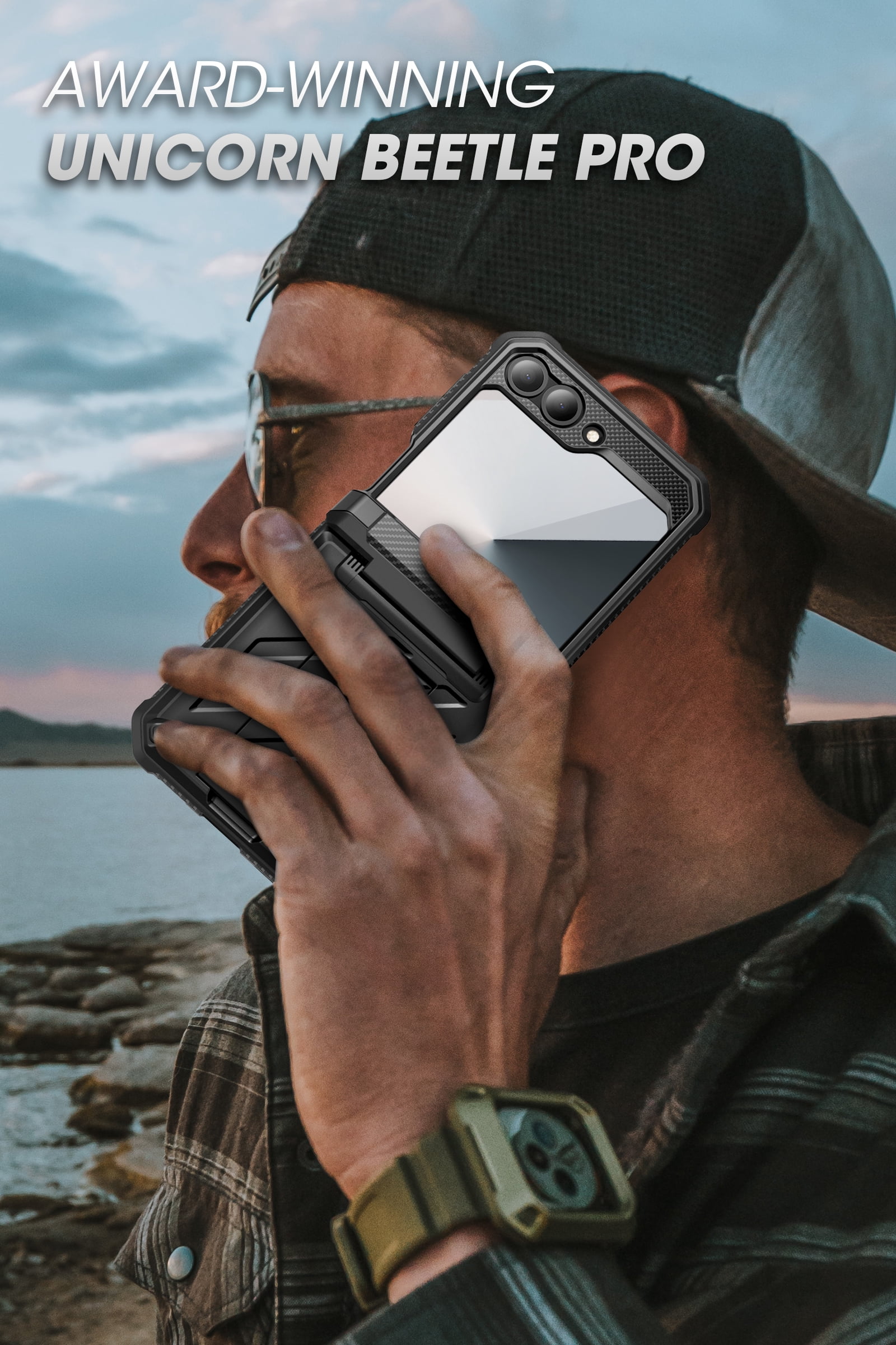 SUPCASE for Samsung Galaxy Z Flip 6 Case with Stand & Belt-Clip (Unicorn Beetle Pro), [Hinge Protection] [Front Screen Protector] Full Body Rugged Protective Phone Case for Galaxy Z Flip 6/5, Black