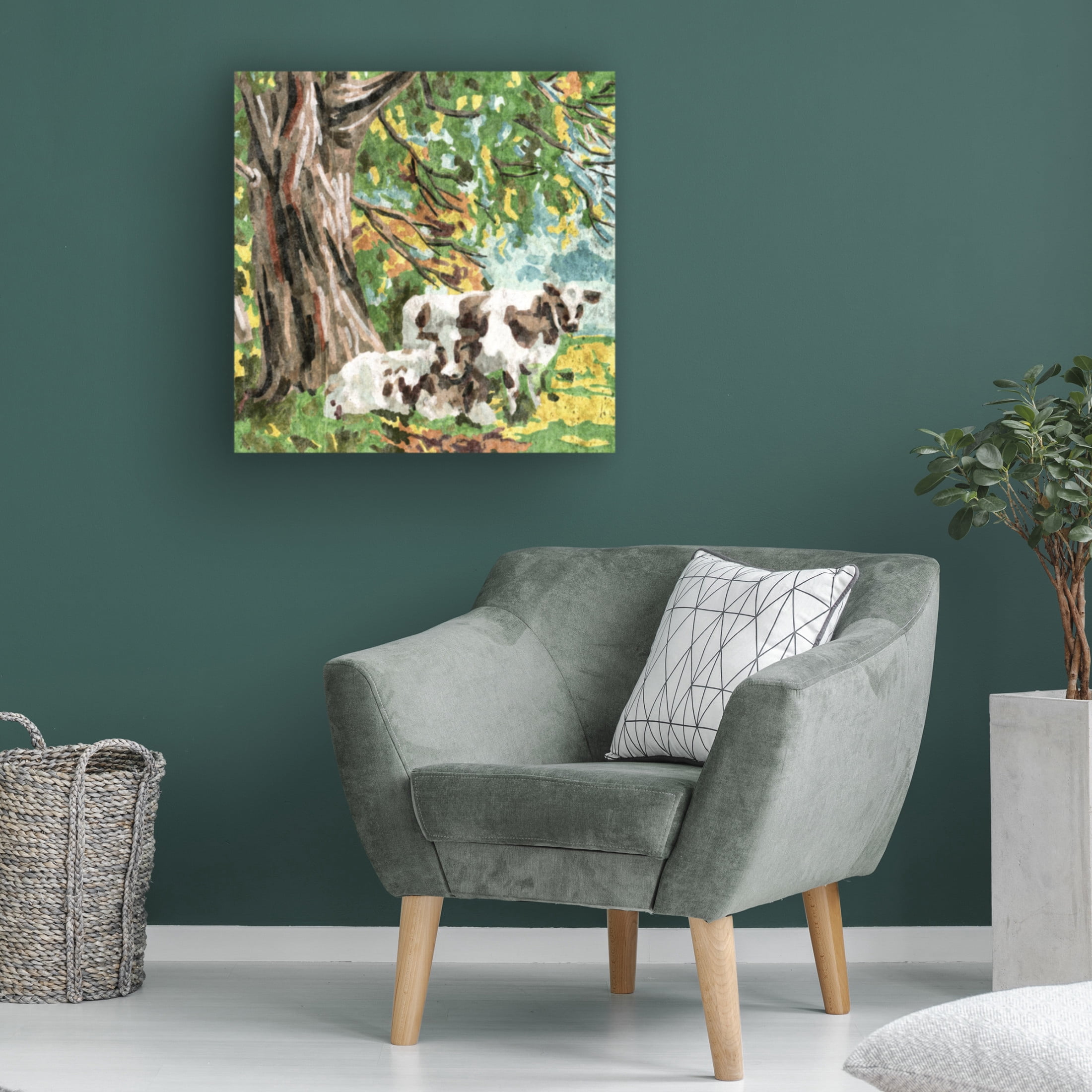 Trademark Fine Art Melissa Wang  Cows Under a Tree II Canvas Wall Art