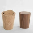 thumbnail image 3 of Garbage Can Solid Wood Waste Bin Round Kitchen Decorative Storage Basket Storage Baskets wood 2 swing cover, 3 of 9