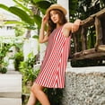 thumbnail image 4 of Ratiio Red And White Stripes Pattern Women's Sleeveless Dress - Casual Summer Dress with Pockets, Above Knee Length, Round Neck, Ideal for Beach, Vacation, Work, 4 of 8