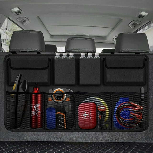 Organizador para maletero de coche, organizador para asiento trasero de coche con 8 bolsas de almacenamiento grandes, organizador de maletero para SUV, camión, furgoneta, tu experto en ahorro de espa