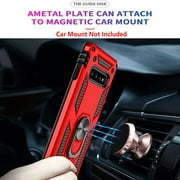 Samsung Galaxy S10 Plus Case, [NOT FIT S10E/ S10 / S10 LITE] Case, With [Tempered Glass Screen Protector Included], STARSHOP Drop Protection Ring Kickstand Cover- Red