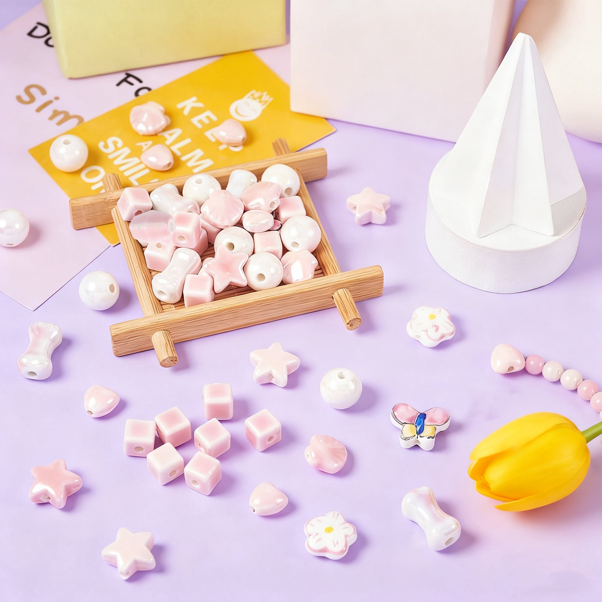 Unique Bargains Ceramic Beads Aesthetic Ceramic Beads Stars Shape 10 Pcs