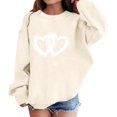 thumbnail image 3 of UACY Kids Heart Print Crewneck Pullover Sweatshirt, Soft Cotton Long Sleeve, Casual Loose Outwear Top for Girls and Boys (Beige, 3-4 Years), 3 of 6