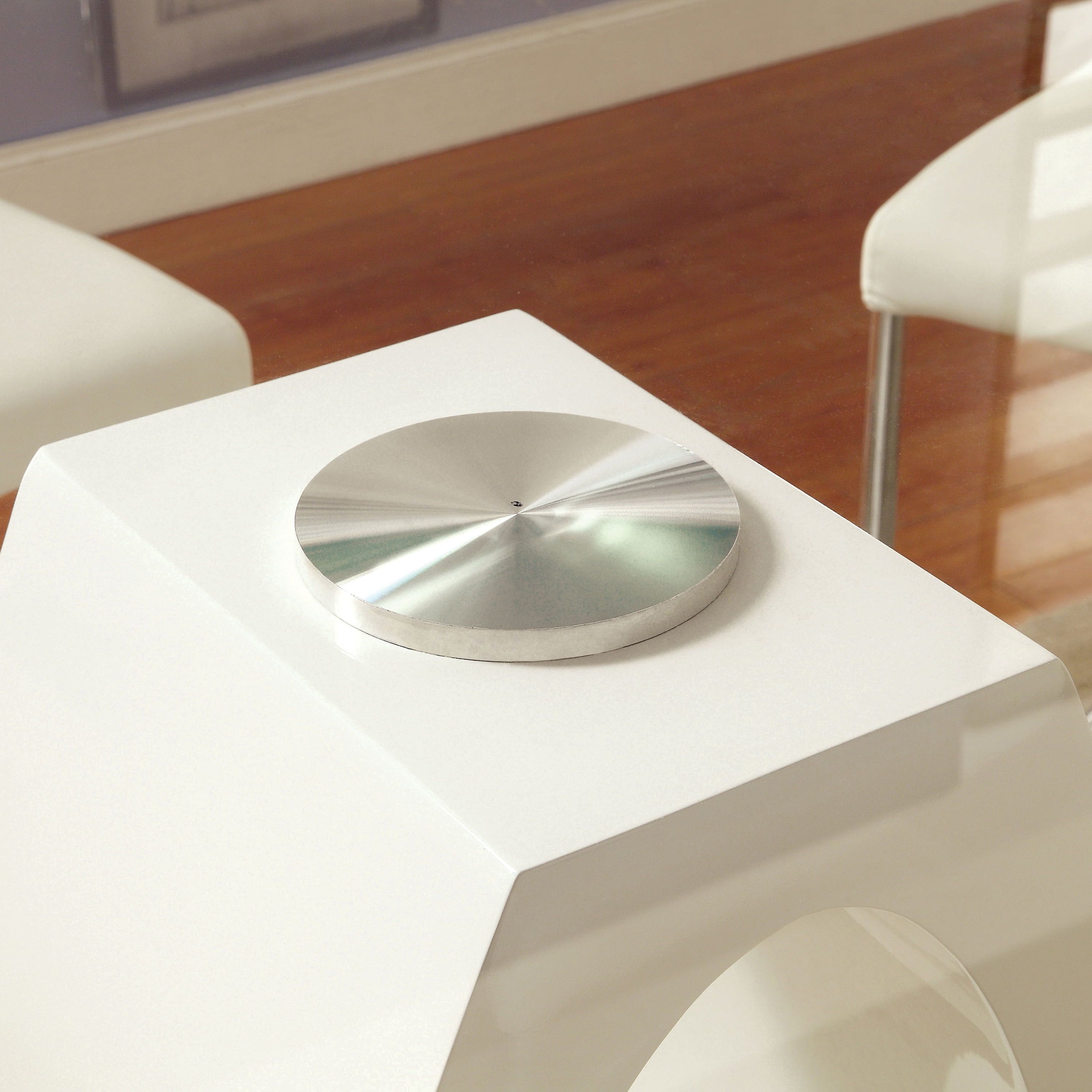Furniture of America Janus Round Glass Top Counter Dining Table, White
