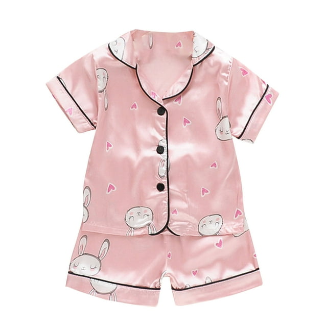 Ensembles à Manches Courtes, Mode Filles et Garçons Hauts Décontractés à Manches Courtes Col Rabattu Pantalons Courts Imprimés