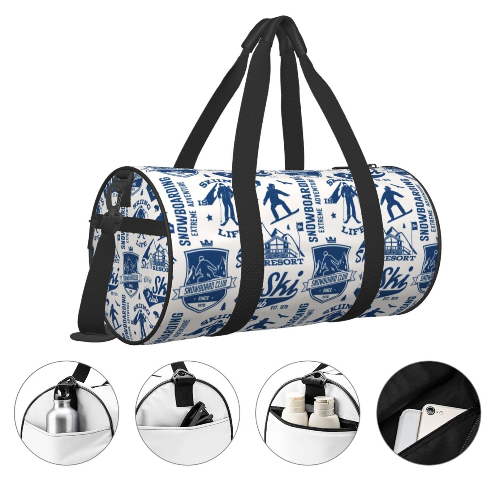 Vsdgher Skiing Enthusiast 45L Foldable Duffel Bag, Sports Gym Bag,Overnight Bag, Portable Weekender Bag for Airplanes