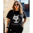 thumbnail image 3 of Women's Graphic T-Shirt Black 2XL Women's Tops Funny Cartoon Digital Illustration Crew Neck Short Sleeve Shirts for Women, 3 of 3