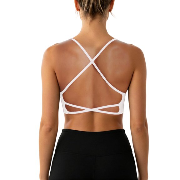 Sports Bra for Women JIANLAI Women's Thin Strap Padded Sports Bra Everyday Basic Scoop Neck Workout Crop Bra