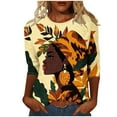 thumbnail image 2 of Wancir Black History 3/4 Sleeve T-Shirts for Women African Shirts Crew Neck Black History Month 3/4 Sleeve 2024 Blouses Top, 2 of 5