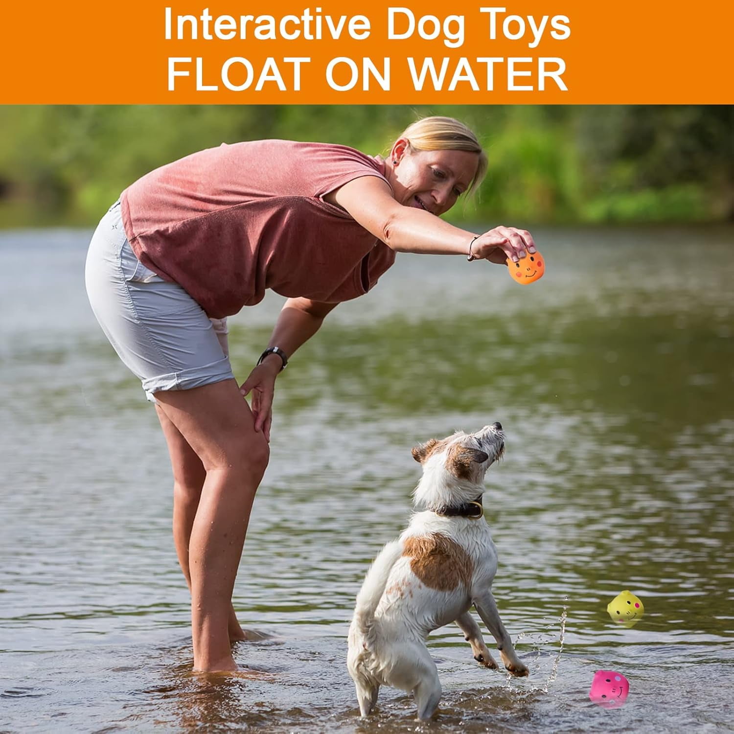 Squeaky Dog Toy Dog Squeaky Toys Chewing Durable Teething Latex Rubber Soft Interactive Fetch Play Dog Balls with Funny Piggy Face for Puppy Small Medium Pet Dog (6PCS)