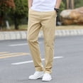 thumbnail image 2 of Men‘s Slim Fit Casual Pants Lightweight Classic Straight Trousers Summer Cotton Stretch Joggers Solid Khaki Pants Male, 2 of 7