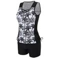 thumbnail image 2 of SWSMCLT Women's Padded Short FLoral Printed Two Piece Swimsuit Full Coverage Tankini Bathing Suit Drawstring Beach Style2 X-Large, 2 of 4