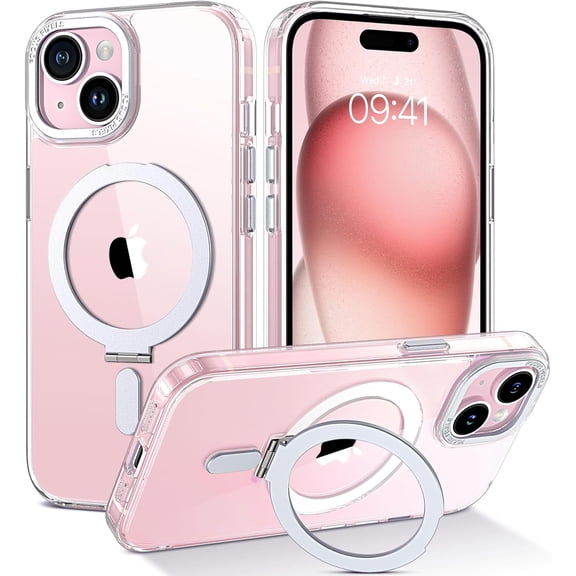 for iPhone 15 Plus  Case with Invisible Stand [Compatible with Magsafe], Clear Full Body Cover Slim Transparent Shockproof Phone Case for Apple iPhone 15 Plus 6.7", Clear