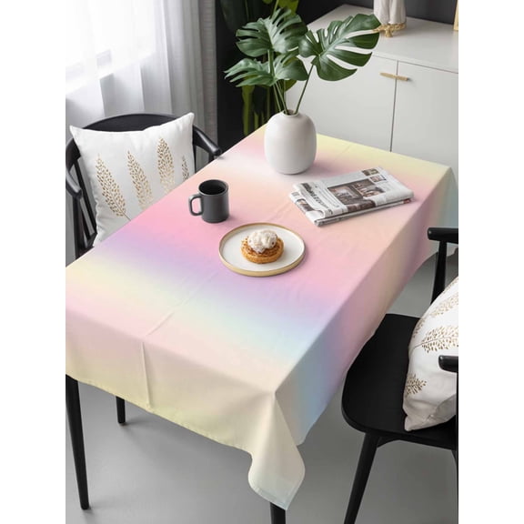 Pink Purple Tablecloth Rectangle Table Cloths 54x108, Waterproof Tablecloth Outdoor Table Cloth, Modern Colorful Ombre Abstract Tie Dye Art Washable Table Cover for Kitchen Dinning Party