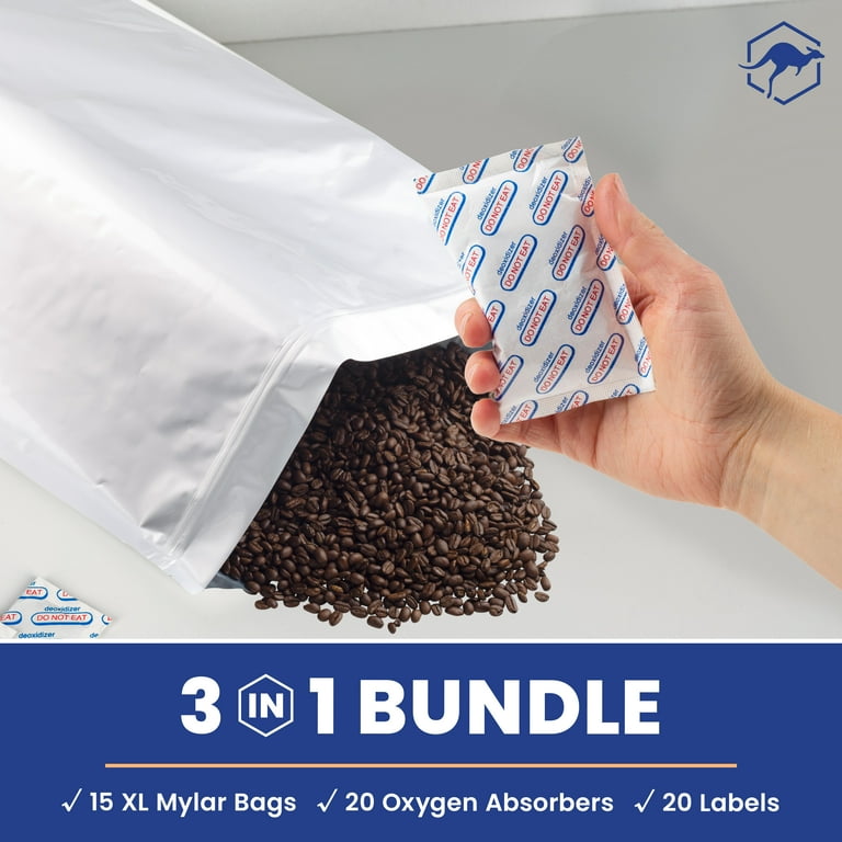  15 Pack 5 Gallon Mylar Bags with Oxygen Absorbers