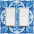 thumbnail image 1 of Metal Light Switch Plate Cover Elegant Blue White Mandala Tile Pattern TIL024, 1 of 13